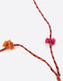 Long 3 colors braided yarn necklace with copper bell pendant and tassels